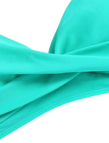 ZAFUL Women High Waisted Bikini Sets Two Piece Swimsuit Push Up Twist Front Ruched Bathing Suit Aqua Blue L - Image 7