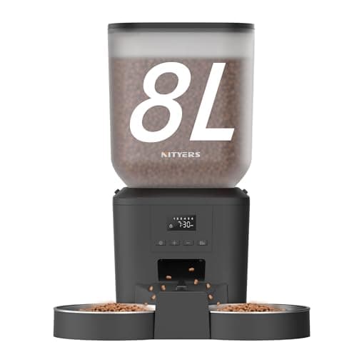 Nityers Automatic Cat Feeder for 2 Cats - 8L/34 Cups Large Capacity Auto Cat Food Dispenser with LCD Screen, 2 Food Trays, Timed Feeder, Up to 50 Portions 6 Meals Per Day, Keep Fresh - Image 1