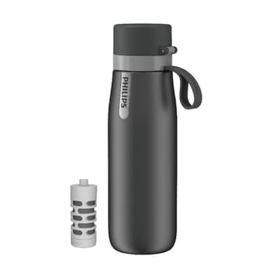 PHILIPS Water Bottle with Filter, Filter Water Bottle Stainless Steel with GoZero Everyday BPA-Free Tap Water Filter, Water Filter Bottle Keep Drink Cold 24 Hours, 1 Filter for 40 gal / 2 Months - Image 1