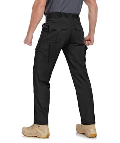 Zoofly Mens Hiking Pants with Pockets Water Proof Cargo Work Pants for Men Ripstop Army Cargo Pants Elastic Waist Black 40W*34L - Image 6