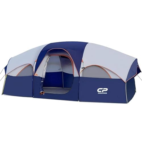 CAMPROS Tent-8-Person-Camping-Tents, Waterproof Windproof Family Tent, 5 Large Mesh Windows, Double Layer, Divided Curtain for Separated Room, Portable with Carry Bag - Blue - Image 1