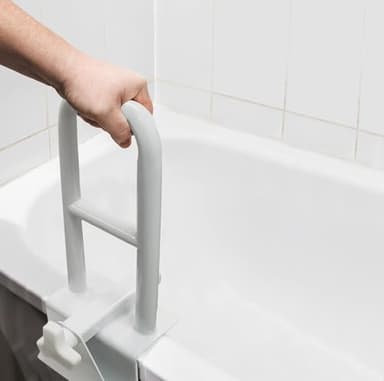 Vaunn Medical Adjustable Bathtub Safety Rail Shower Grab Bar Handle, Stainless Steel, White - Image 5