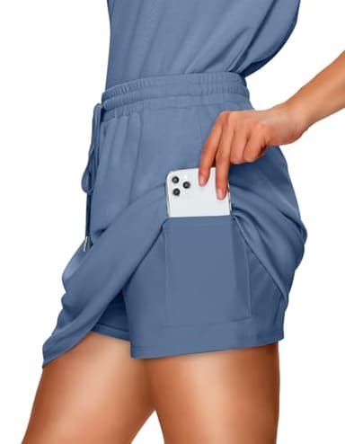 WIHOLL 2 Piece Skirt Sets for Women Summer Beach Vacation Clothes Fashion Travel Cruise Outfits 2025 Resort Wear for Airplane Spring Break Comfy Matching Sets Women Clothing with Shorts Blue S - Image 3