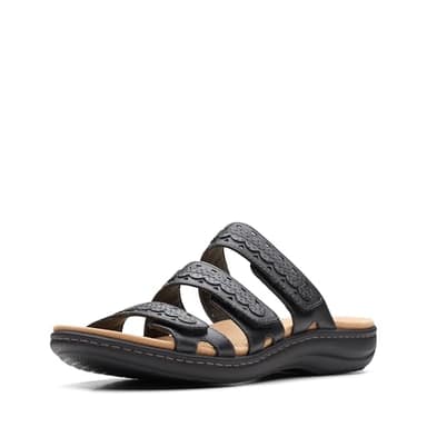 Clarks Collection Women's Laurieann Cove flats-sandals, Black Leather, 7.5 Medium US - Image 1