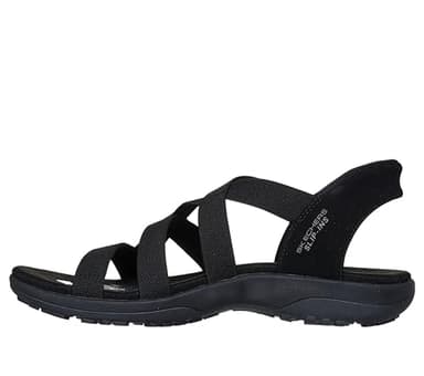 Skechers Women's Reggae Slim-Stretch Flex Hands Free Slip-ins Sandal, Black/Black, 8 - Image 5