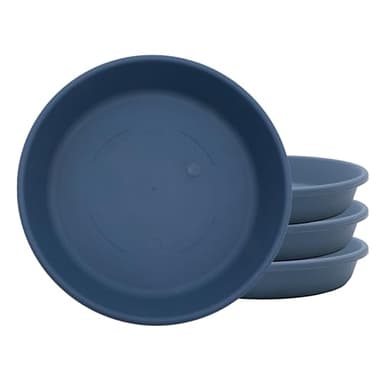 The HC Companies Flower Pot Saucers - Plastic Plant Saucer for Outdoors & Indoors - Traditional Design Plant Pot Trays for Water Drainage - Durable Round Plant Tray (10" Slate Blue, Pack of 4) - Image 1