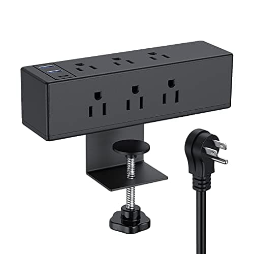 Desk Clamp Power Strip USB-C Port PD 20W Fast Charging Station Edge Mount Power Strip 8 AC Outlets Widely Spaced Outlet Station, 6.6ft Power Cord. (6AC2A1C) - Image 1