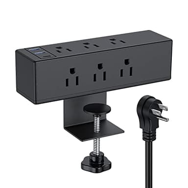 Desk Clamp Power Strip USB-C Port PD 20W Fast Charging Station Edge Mount Power Strip 8 AC Outlets Widely Spaced Outlet Station, 6.6ft Power Cord. (6AC2A1C) - Image 1