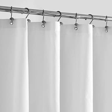 ALYVIA SPRING Long Fabric Shower Curtain Liner Waterproof - 72" x 76", Soft & Lightweight Long Shower Curtain with Magnets, Machine Washable - 72x76, White - Image 1