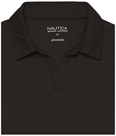 Nautica Girls' School Uniform Short Sleeve Performance Polo, Black, Medium(8/10) - Image 4