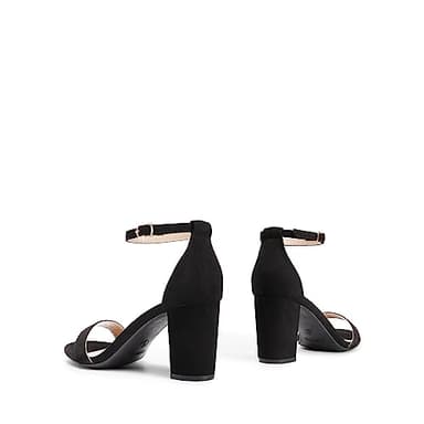 DREAM PAIRS Women's Chunk Low Heel Pump Sandals,Size 5,Black/Suede,CHUNK - Image 3