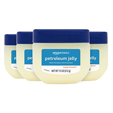 Amazon Basics Petroleum Jelly White Petrolatum Skin Protectant, Unscented, 7.5 oz, 4-Pack, (Previously Solimo) - Image 1