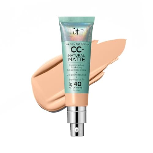 IT Cosmetics CC+ Cream Natural Matte (Light Medium) - Poreless Full Coverage Foundation With SPF 40, 16HR Shine Control, Color-Corrector, Skin-Balancing Serum, Noncomedogenic - 1.08 fl oz - Image 1