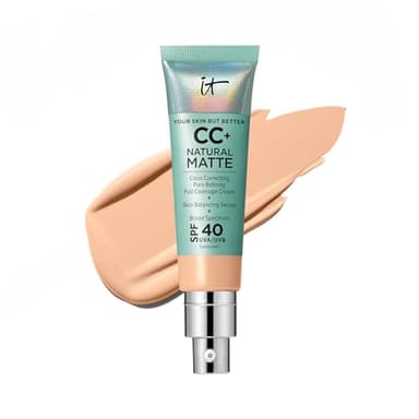 IT Cosmetics CC+ Cream Natural Matte (Light Medium) - Poreless Full Coverage Foundation With SPF 40, 16HR Shine Control, Color-Corrector, Skin-Balancing Serum, Noncomedogenic - 1.08 fl oz - Image 1