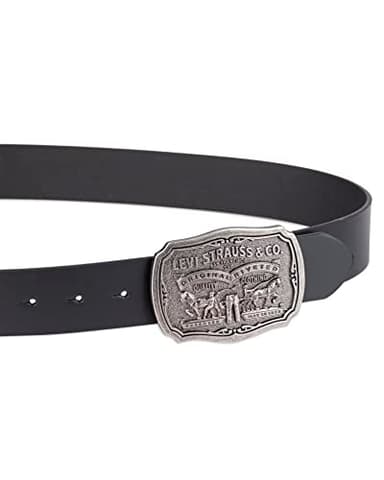Levi's Men's Leather Belt With Antiqued Buckle,Black,38 - Image 3