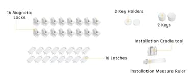 Vmaisi 16 Pack Child Safety Magnetic Cabinet Locks - Children Proof Cupboard Baby Locks Latches - Adhesive for Cabinets & Drawers and Screws Fixed for Protection - Image 3