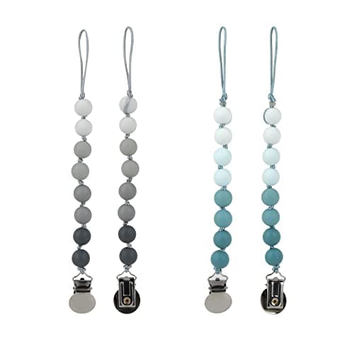 Nuby 1 pk Silicone Pacifinder with Metal Clip - 0+ Months, 1 Pack: Assorted Neutral Colors (Grey or Aqua) - Image 1