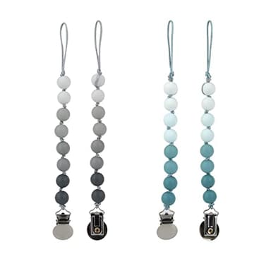 Nuby 1 pk Silicone Pacifinder with Metal Clip - 0+ Months, 1 Pack: Assorted Neutral Colors (Grey or Aqua) - Image 1