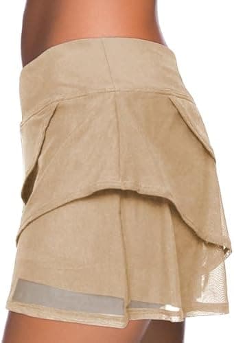 Aleumdr Women's Waistband Layered Swimdress Ruffle Swim Skirt Swimsuit Bottom(Available in Plus - Image 5