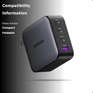 UGREEN Nexode 100W GaN USB C Charger, 4-Port Compact Foldable Fast Laptop Charger Power Adapter for MacBook Pro/Air, iPad Pro, iPhone 17/16/15 Series, Galaxy S25/S24, Pixel 10/9, Steam Deck, Pixelbook - Image 3
