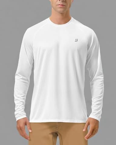 Roadbox Mens UPF 50+ UV Sun Protection Shirts Outdoor Long Sleeve SPF Diving Rash Guard for Fishing Hiking Swimming White - Image 5