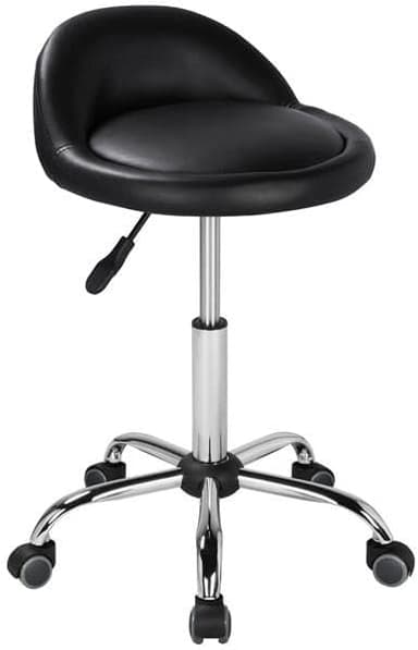 Yaheetech Height Adjustable Rolling Swivel Salon Stool Chair Hydraulic Ergonomic with Backrest Wheels for Tattoo Massage Facial Spa Manicure Dentist Clinic,Black - Image 2
