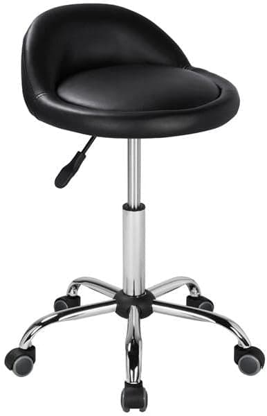 Yaheetech Height Adjustable Rolling Swivel Salon Stool Chair Hydraulic Ergonomic with Backrest Wheels for Tattoo Massage Facial Spa Manicure Dentist Clinic,Black - Image 1
