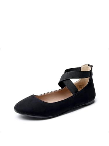 DREAM PAIRS Women's Sole_Stretchy Black Fashion Elastic Ankle Straps Flats Shoes Size 8 M US - Image 1