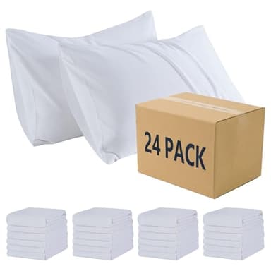 ZPECC Pillow Cases Bulk 24 Pack - Standard Pillowcases with Envelope Closure, Soft Brushed Microfiber Pillow Cover for Hotel Airb&bs Hospital Bedding Essential (Snow White) - Image 1