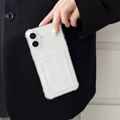ANHONG Clear Card Case Compatible with iPhone 16 Pro Max 6.9 inch, Slim Fit Thin Protective Soft TPU Shock-Absorbing Wallet Case with Card Holder - Image 3