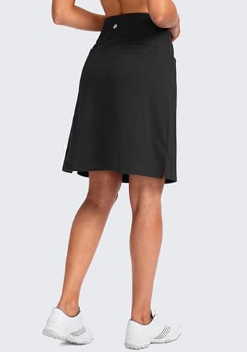 SANTINY Women's 20'' Knee Length Skorts Skirts 6 Pockets High Waisted Drawstring Long Athletic Tennis Golf Skirt Women(Black_XL) - Image 2