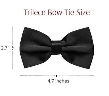 trilece Black Bow Ties for Men - Men's Solid Pre-tied Clip on Bowties for Formal Wear - Adjustable Bow Tie - Bow ties for Woman (Black) - Image 3