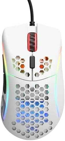 Glorious Model D- (Minus) Wired Gaming Mouse - 61g Superlight Honeycomb Design, RGB, Ergonomic, Pixart 3360 Sensor, Omron Switches, PTFE Feet, 6 Buttons - Matte White - Image 4