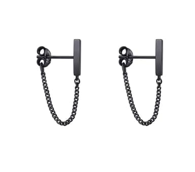 Sterling Silver Gold Chain Earrings for Women Hypoallergenic Stud Cartilage Flat Back Earrings Best Friend Birthday Gifts for Women Trendy Siser Mom Wife Womens Her Friend Party (D_Black) - Image 1