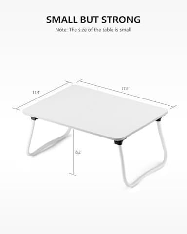 ZEAPTAC Laptop Bed Desk, Foldable Lap Desk, Portable Laptop Stand, Lightweight & Mini Table for Breakfast/Picnic/Drawing/Couch/Floor - White - Image 3