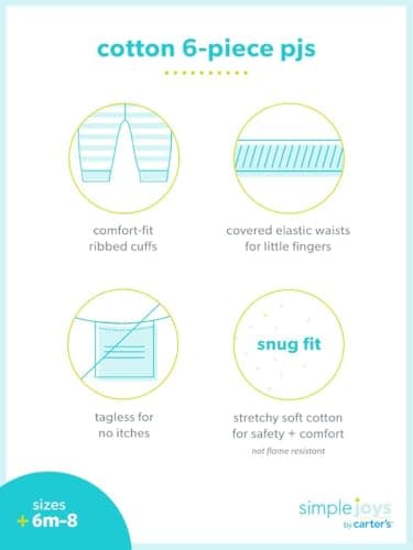 Simple Joys by Carter's Girl's Snug-Fit Cotton Pajama Set, Violet/Dot/Flamingo, 6-9M - Image 7