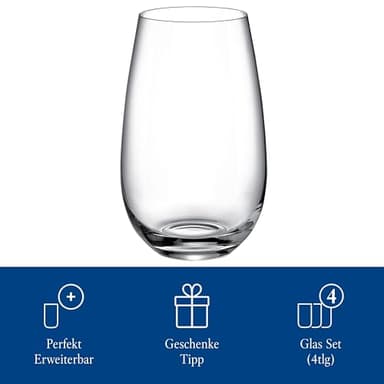 Villeroy & Boch Entrée Glass Tumbler Set of 4, Crystal Glass - Dishwasher Safe Construction - 20.75 Ounce Capacity - Image 5