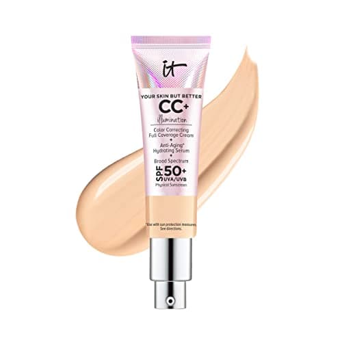IT Cosmetics CC+ Cream Illumination (Light Medium) - Radiant Full Coverage Foundation With SPF 50+, Color Corrector & Hydrating Anti-Aging Serum, Hydrolyzed Collagen + Peptides - 1.08 fl oz - Image 1