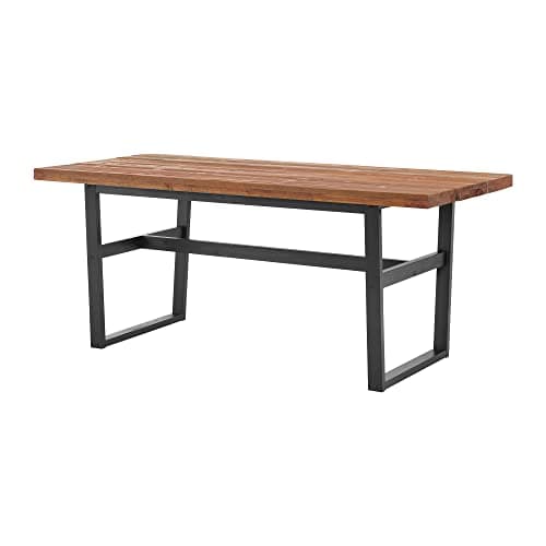 Walden Dining Table, Rustic Chestnut Finish, Urban Industrial Farmhouse Style, Cedar Top, Seats 6, Dimensions 72"W x 34"D x 30"H, Sleek Black Legs, Perfect for Family Dinners and Entertaining - Image 1