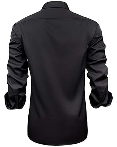 J.VER Mens Dress Shirts Stretch Wrinkle Free Button Down Shirt Casual Long Sleeve Business Formal Stylish Tops Black Red Small - Image 4