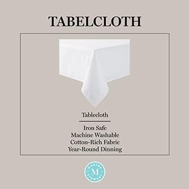 Martha Stewart Honeycomb Modern Farmhouse Polyester Cotton Rectangle Tablecloth, White, 60"x102" - Image 6