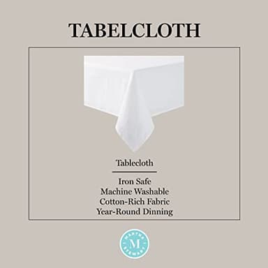 Martha Stewart Honeycomb Modern Farmhouse Polyester Cotton Rectangle Tablecloth, White, 60"x84" - Image 4