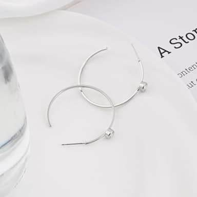 Silvery Large Open Hoop Earrings Stud Earrings Lightweight Earrings for Women Trendy - Image 5