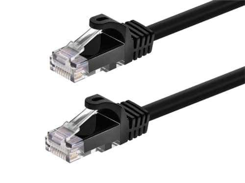 Monoprice Cat5e 50ft Black Patch Cable UTP 24AWG 350MHz Pure Bare Copper Snagless RJ45 Flexboot Series Ethernet Cable - Image 1