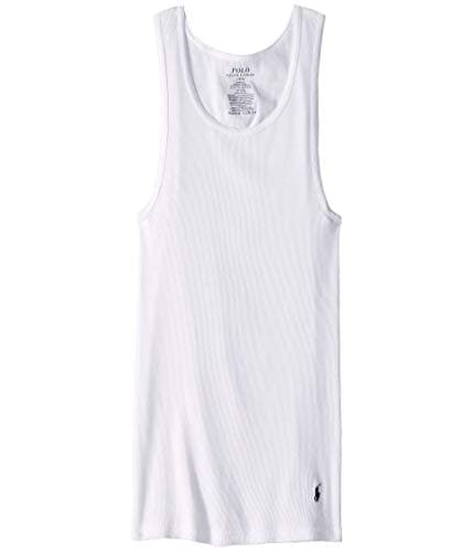 POLO RALPH LAUREN Classic Fit w/Wicking 3-Pack Tank Undershirts 3 White/Cruise Navy Pp LG