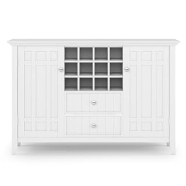 SIMPLIHOME Bedford Buffet - 54 inch Wide Solid Wood 3-Door Sideboard Buffet with Wine Rack in White, Transitional Cabinet for Dining Room or Kitchen with Adjustable Shelves - Image 5