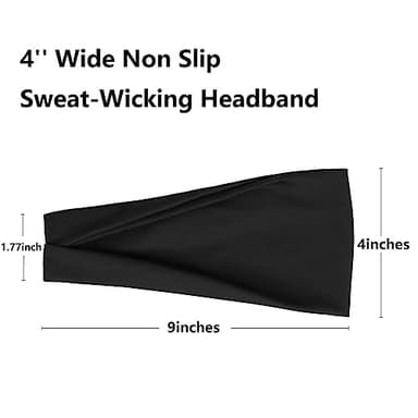 TERSE Headbands for Women, 4 inches Wide, Non Slip Women's Hair Bands, Stretchy Sweat Bands, Hair Accessories for Yoga Workout Every Day Basic Fashion, Black, White, Grey - Image 2