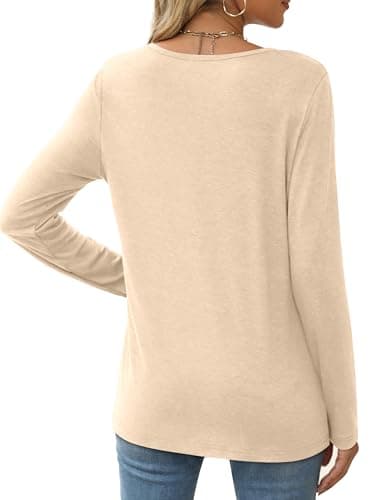 XIEERDUO Ladies Long Sleeve Tops Oversized Polyester Tshirts Dressy Office Apricot XXL - Image 4