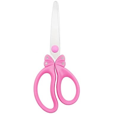 SLEMOON Scissors for Kids Ages 4-8 | Blunt Tip Safety Toddler Scissors, Stainless Steel Blades, ABS Plastic | School Craft Supplies, Art Projects, Pink (Princess Design with Rhinestones) - Image 1