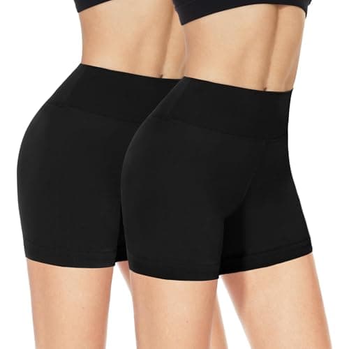 NexiEpoch 2 Pack Biker Shorts for Women - 3"/5"/8" Booty Volleyball High Waisted Black Spandex Shorts for Yoga Dance Workout - Image 1